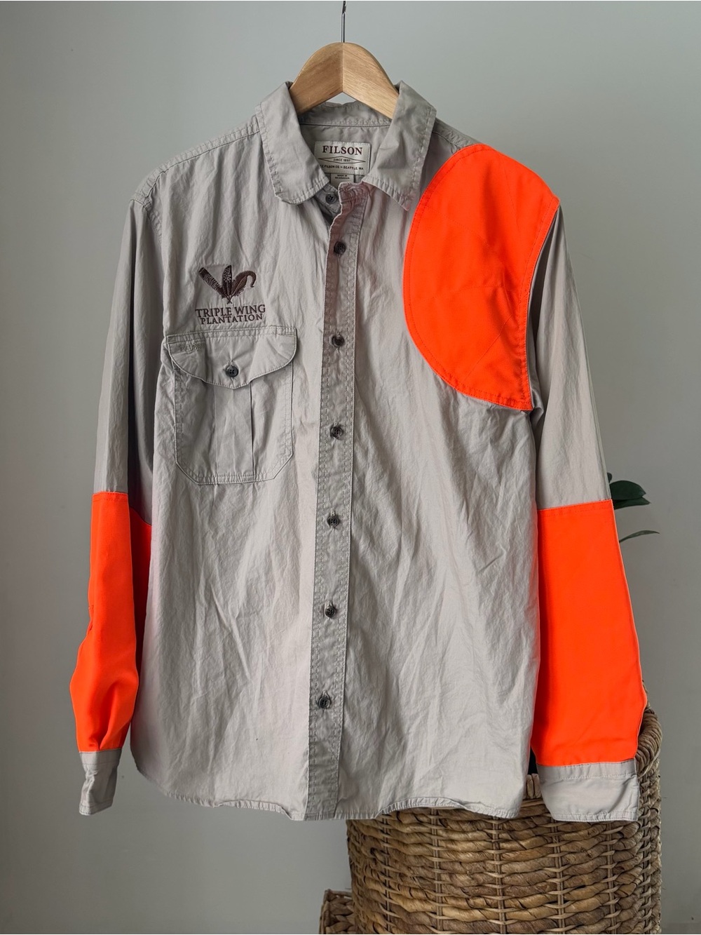 Men's Vintage FILSON Hunting Shooter Shirt Left Handed Size Medium M Triple Wing